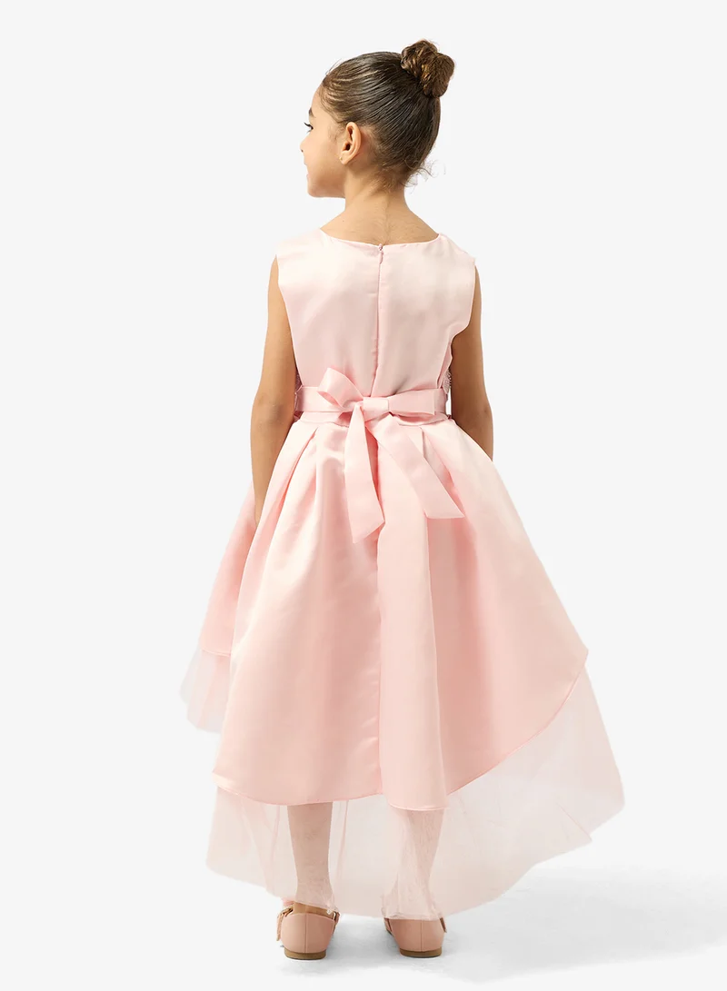 Pinata Pink Flower Textured Occasion Dress